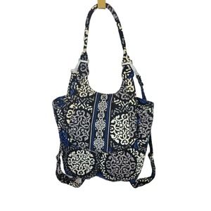 Vera Bradley Canterberry Blue Medallion Quilted Fold Over Flap Backpack Bag